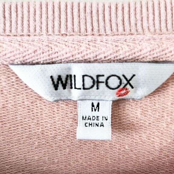 Wildfox But First Cocktails Pink Sweatshirt Cutoff Sleeves Women's Medium - Picture 2 of 6